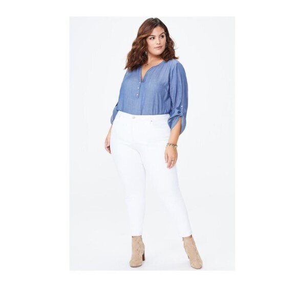 NYDJ Womens White Denim High Rise Stretch Ankle Skinny Jeans Plus Size 26W New - Picture 1 of 15